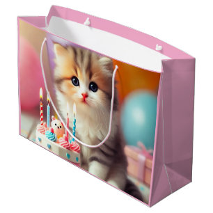 Niedliche Katze und Kuchen Große Geschenktüte
