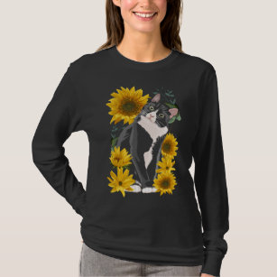 Niedliche Katze und Sonnenblumen Garden Felsische  T-Shirt