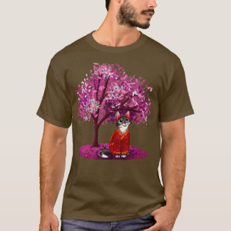 Niedliche Katze unter Blossom Tree T-Shirt