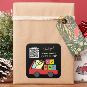 Niedliche Katze Vielen Dank QR Code Quadratischer Aufkleber