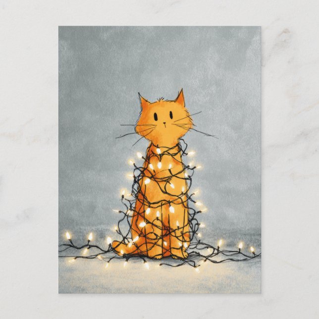 Niedliche Katze von WeihnachtsLICHTEN Weihnachten Postkarte (Vorderseite)