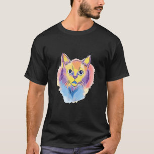 Niedliche Katze Wasserfarbe Für Katzen Bunte Künst T-Shirt