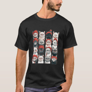 Niedliche Katze Weihnachten Weihnachtsmannmütze Ti T-Shirt