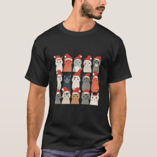 Niedliche Katze Weihnachten Weihnachtsmannmütze Ti T-Shirt