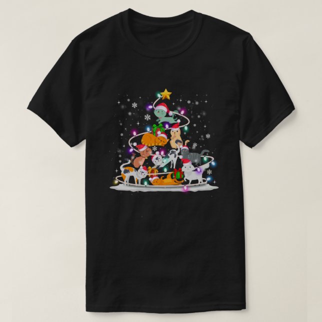 Niedliche Katze Weihnachtsbaum Katze Lover Kittens T-Shirt (Design vorne)