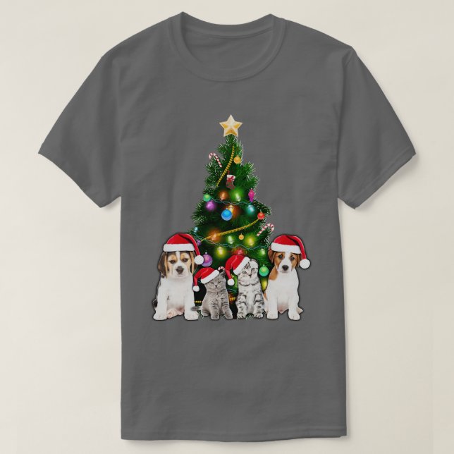 Niedliche Katze Weihnachtsbaum Katze Lover Xmas Ha T-Shirt (Design vorne)