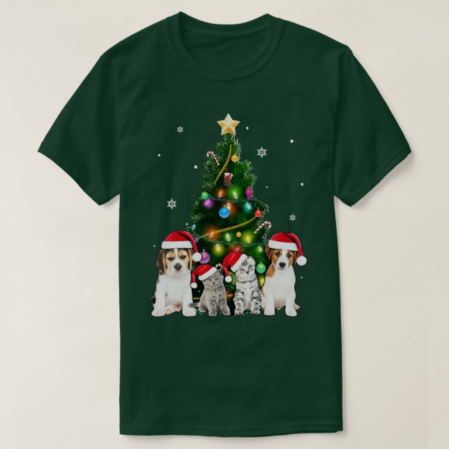 Niedliche Katze Weihnachtsbaum Katze Lover Xmas Ha T-Shirt (Design vorne)
