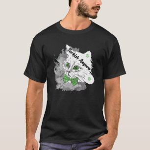 Niedliche Katze Weiße Kätzchen Grüne Augen mit Bow T-Shirt
