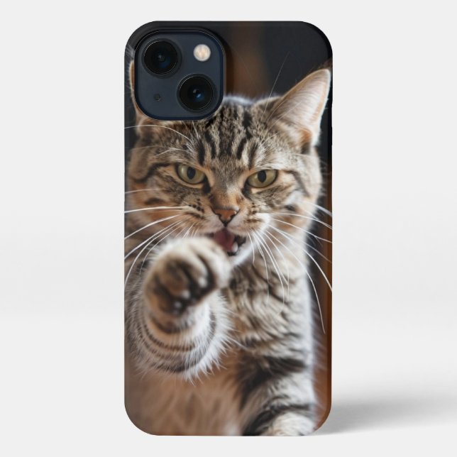 Niedliche Katze wirft einen Punch iPhone Hülle (Rückseite)