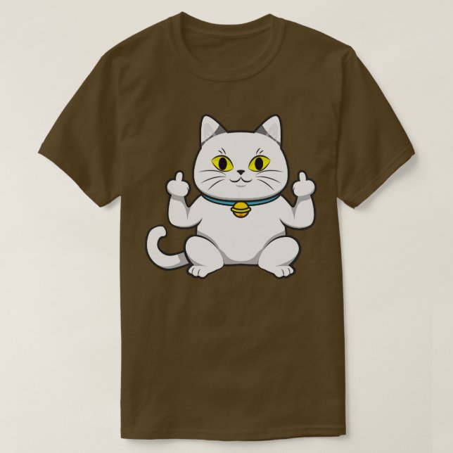 Niedliche Katze zeigt Ihnen den Mittelfinger T-Shirt (Design vorne)
