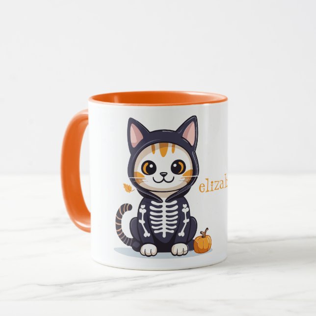 Niedliche Katze zu Halloween Tasse (Vorderseite Links)