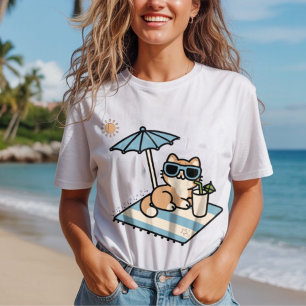 Niedliche Katze zum Entspannen unter Sonnenschirm, Tri-Blend Shirt