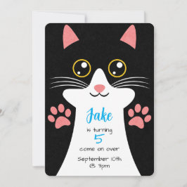Niedliche Katze zum Geburtstag. Bearbeitbarer Text Einladung
