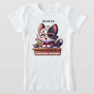Niedliche Katze Zurück zur Schule T-Shirt