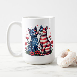 Niedliche Katzen Amerikanische Flagge und patrouil Kaffeetasse