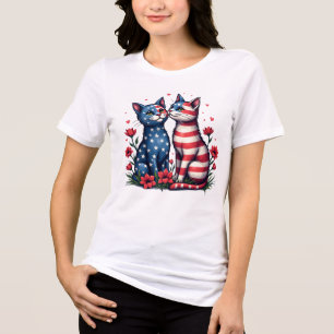 Niedliche Katzen Amerikanische Flagge und patrouil Tri-Blend Shirt