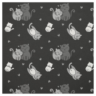 Niedliche Katzen auf Black Cheeky Witz® Cat Liebha Stoff