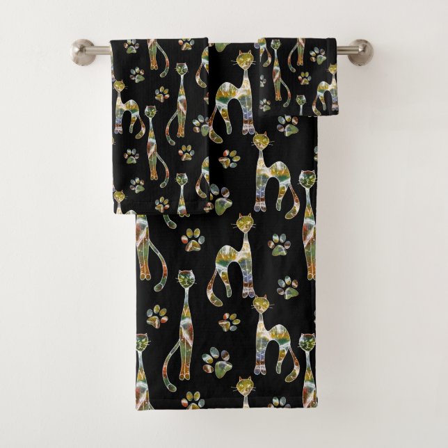 Niedliche Katzen Badhandtuch Set (Insitu)