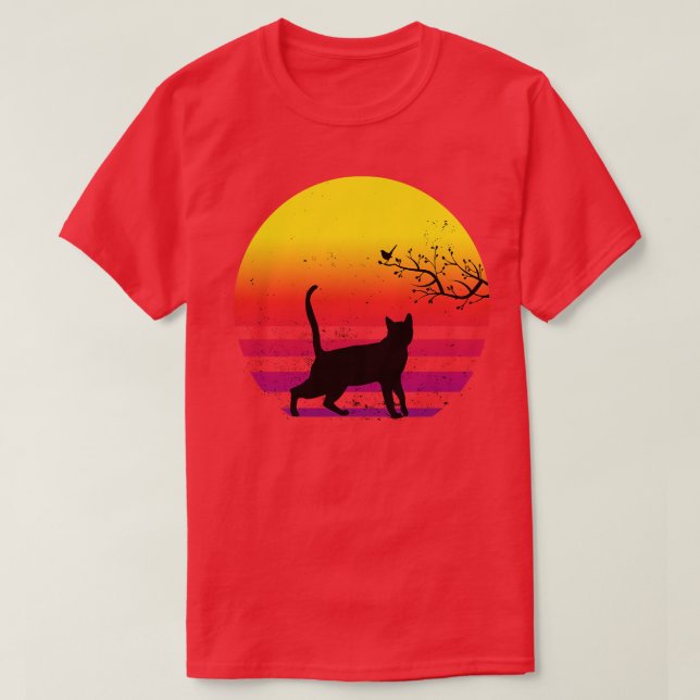 Niedliche Katzen beobachten Vögel auf Bäumen Vinta T-Shirt (Design vorne)
