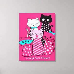 Niedliche Katzen Beste Freunde Geschenk Funny Kitt Leinwanddruck