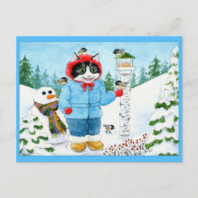 Niedliche Katzen Birnen Weihnachtsfeiertag Postkar Postkarte (Vorderseite)