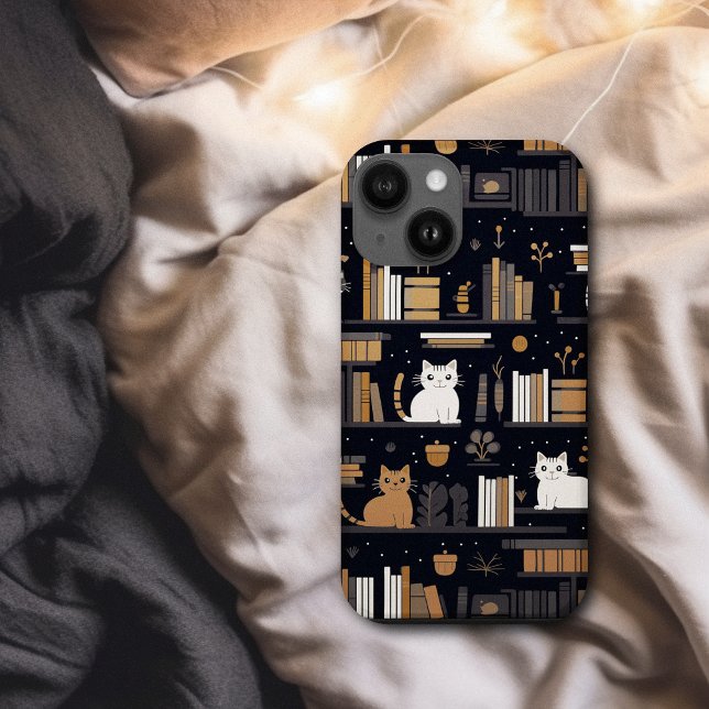 Niedliche Katzen Bücher braun Case-Mate iPhone Hülle (Cute Bookish Cats Books Brown Case-Mate iPhone Case)