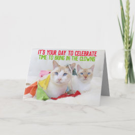 Niedliche Katzen Clowns Glückwunsch Geburtstagskar Karte
