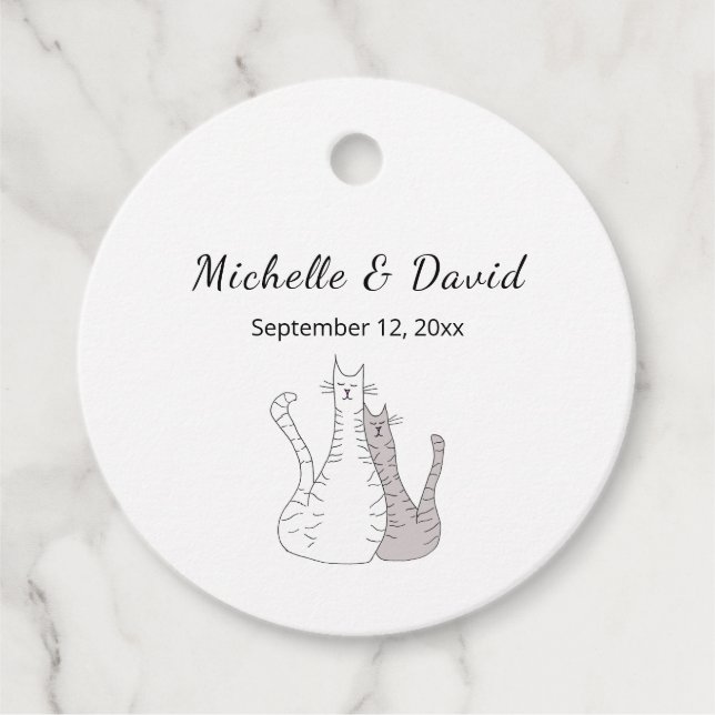 Niedliche Katzen, die eine einfache Hochzeit Gezei Geschenkanhänger (Vorderseite)