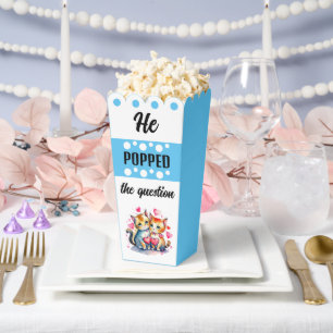 Niedliche Katzen, die er die Frage blauen Popcorn Geschenkschachtel
