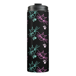 Niedliche Katzen Doodles Rosa Aquamariner Putzschw Thermosbecher