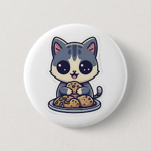 Niedliche Katzen essen Cookies Klassischer T - Shi Button