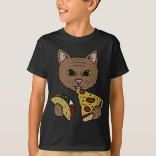 Niedliche Katzen essen Pizza und Tacos T-Shirt