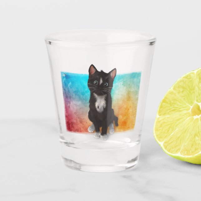 Niedliche Katzen-Farben Schnapsglas (Vorderseite)