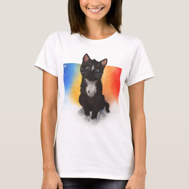 Niedliche Katzen-Farben - verblassen Sie zum Weiß T-Shirt (Vorderseite)