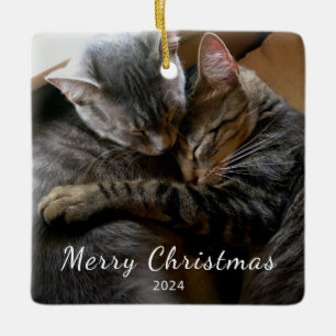Niedliche Katzen Foto Moderne Weihnachten Keramikornament