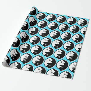 Niedliche Katzen Geschenke Yin Yang Symbol Meditat Geschenkpapier