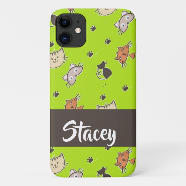Niedliche Katzen grün Case-Mate iPhone Hülle (Rückseite)
