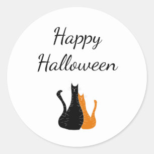 Niedliche Katzen Happy Halloween Black Orange Runder Aufkleber