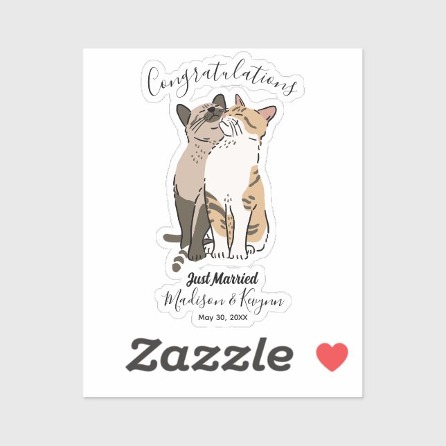 Niedliche Katzen Hochzeit Aufkleber (Blatt)