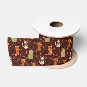 Niedliche Katzen Hunde Haustiere Weihnachtsleuchte Satinband