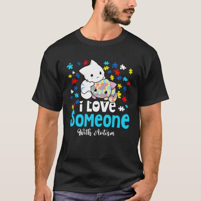 Niedliche Katzen ich Liebe jemand mit Autismus Far T-Shirt (Vorderseite)
