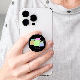 Niedliche Katzen-Illustration Mit Monogramm auf Sc PopSocket