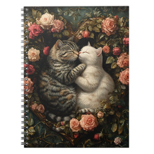 NIEDLICHE KATZEN IM FLORALEN HERZ NOTIZBLOCK