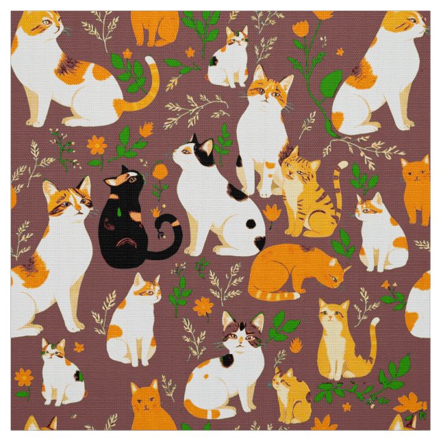 Niedliche Katzen im Hintergrund Stoff (Muster)
