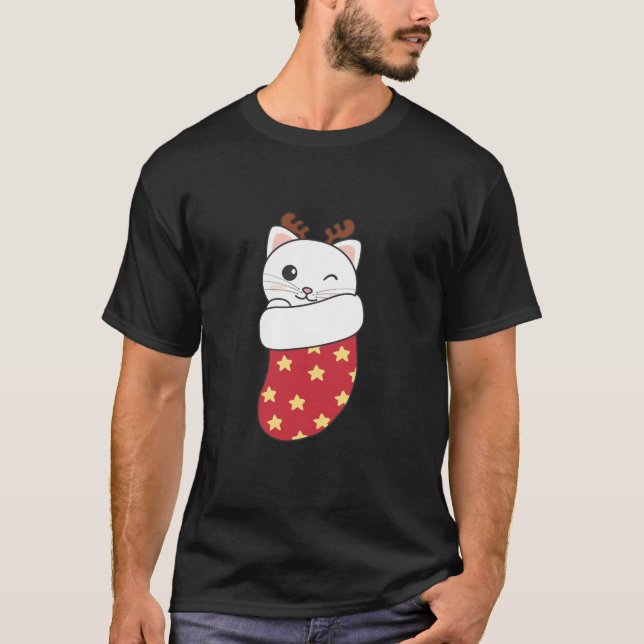 Niedliche Katzen in der Weihnachtssocke Für Weihna T-Shirt (Vorderseite)