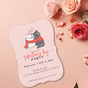 Niedliche Katzen in Liebe Valentinstag Party Einla Feiertagskarte