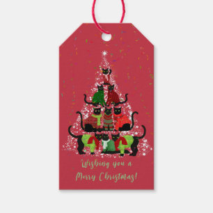 Niedliche Katzen in Sweaters Weihnachtsbaum Geschenkanhänger