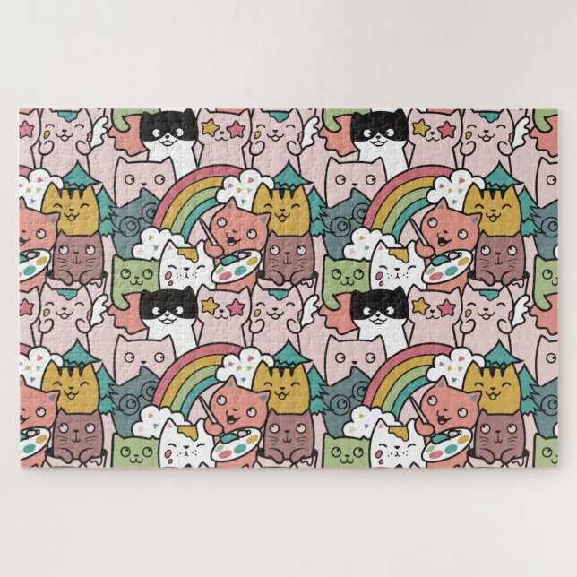 Niedliche Katzen Jigsaw Puzzle (Horizontal)
