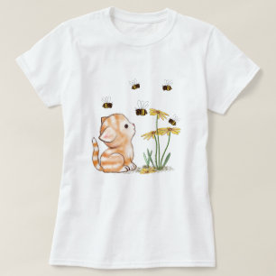 Niedliche Katzen-Kätzchen-Blumen-T-Shirts T-Shirt
