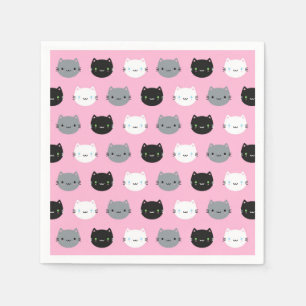 Niedliche Katzen & Kawaii Kätzchen (rosa) Serviette